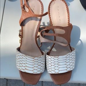Brown snake skin heels